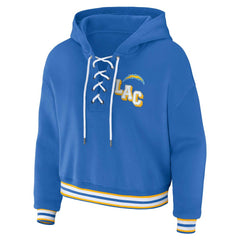 Los Angeles Chargers WEAR by Erin Andrews Women's Lace-Up Pullover Hoodie