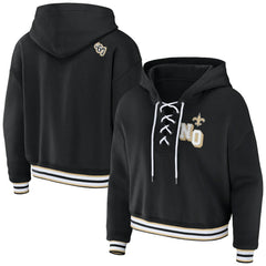 New Orleans Saints WEAR by Erin Andrews Women's Lace-Up Pullover Hoodie