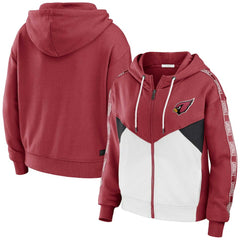 Arizona Cardinals WEAR by Erin Andrews Women's Color Block Light Weight Modest Crop Full-Zip Hoodie