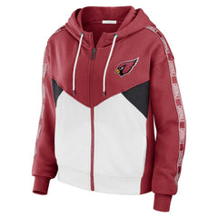 Arizona Cardinals WEAR by Erin Andrews Women's Color Block Light Weight Modest Crop Full-Zip Hoodie