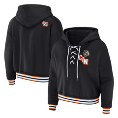 Cincinnati Bengals WEAR by Erin Andrews Women's Plus Size Lace-Up Pullover Hoodie