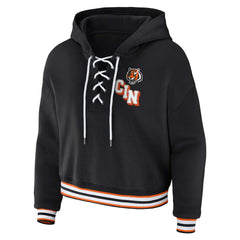 Cincinnati Bengals WEAR by Erin Andrews Women's Plus Size Lace-Up Pullover Hoodie