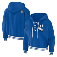 Indianapolis Colts WEAR by Erin Andrews Women's Plus Size Lace-Up Pullover Hoodie