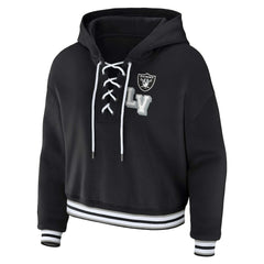 Las Vegas Raiders WEAR by Erin Andrews Women's Plus Size Lace-Up Pullover Hoodie