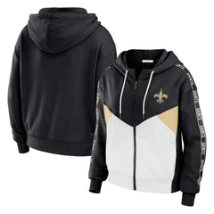 New Orleans Saints WEAR by Erin Andrews Women's Plus Size Color Block Full-Zip Hoodie