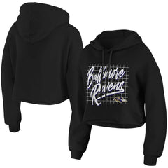 Baltimore Ravens WEAR by Erin Andrews Women's Domestic Cropped Pullover Hoodie