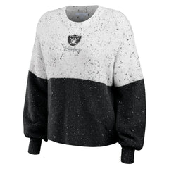 Las Vegas Raiders WEAR by Erin Andrews Women's Lighweight Modest Crop Color-Block Pullover Sweater