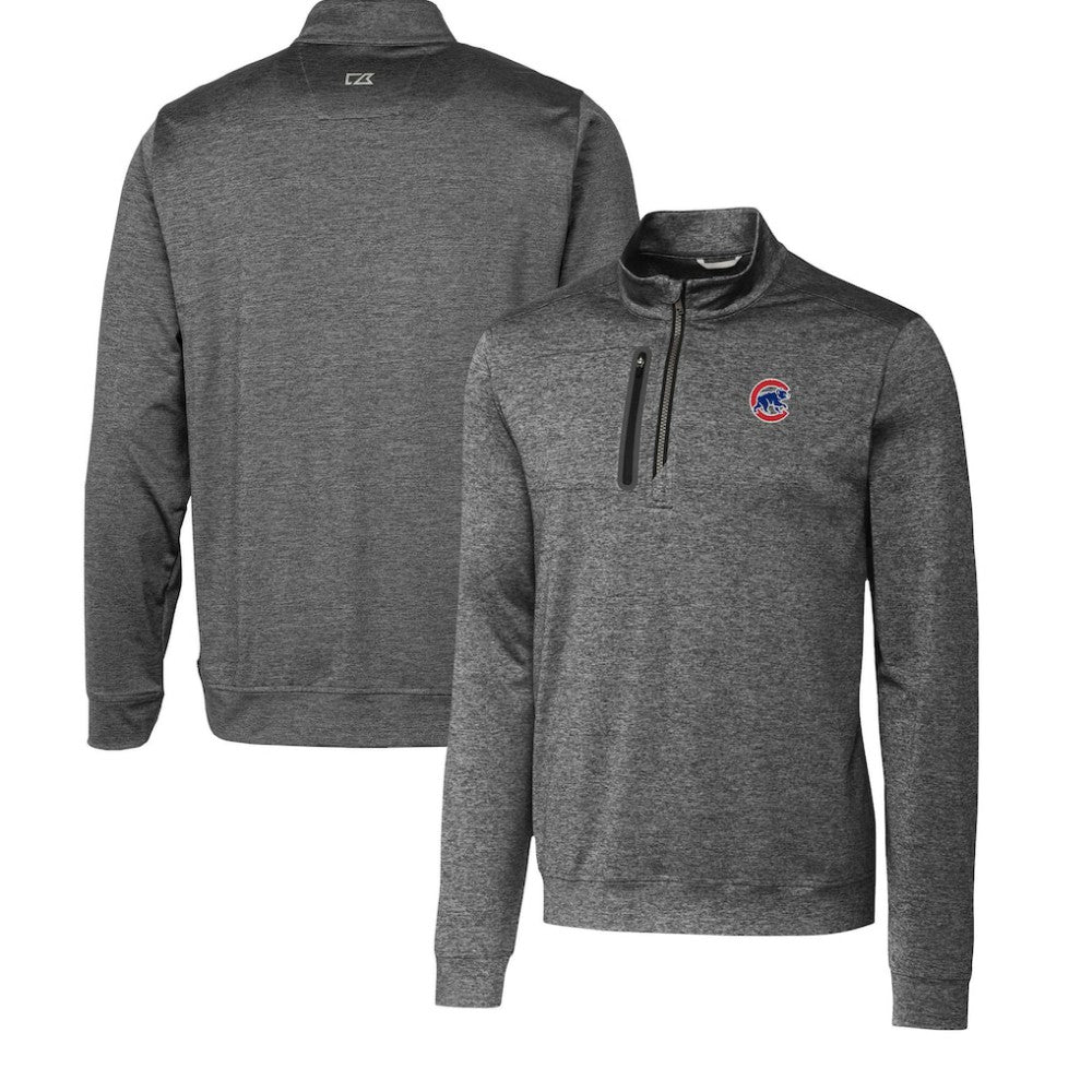 Chicago Cubs Cutter & Buck Stealth Heathered Quarter-Zip Pullover Top | MLB Discount