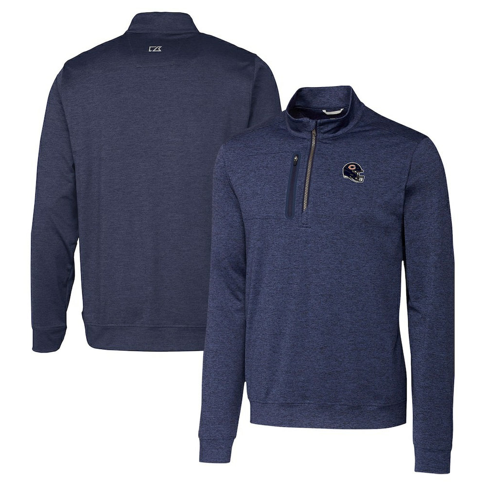 Chicago Bears Cutter & Buck Helmet Stealth Heathered Quarter-Zip Pullover Top