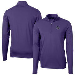 Minnesota Vikings Cutter & Buck Helmet Virtue Eco Pique Recycled Quarter-Zip Pullover Top