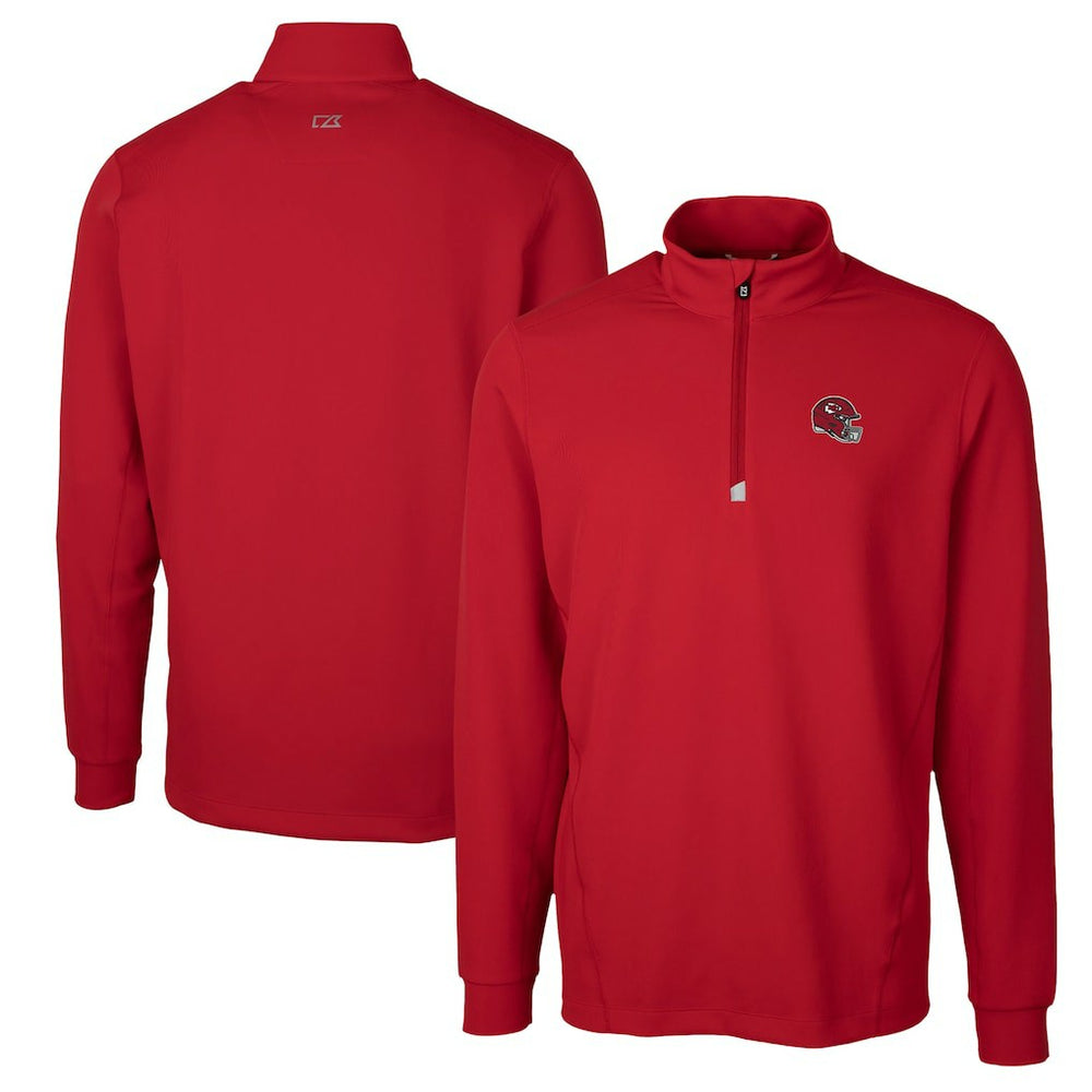Kansas City Chiefs Cutter & Buck Helmet Traverse Stretch Quarter-Zip Pullover Top