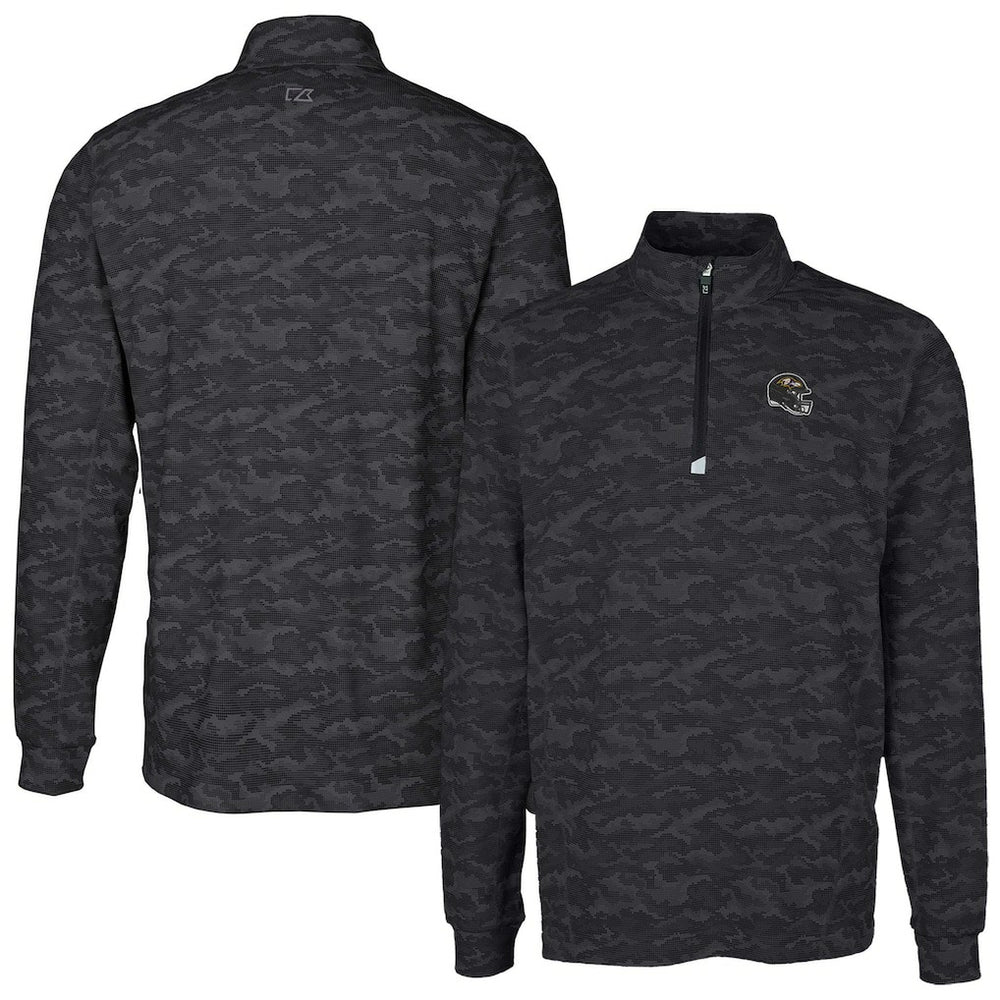 Baltimore Ravens Cutter & Buck Helmet Traverse Camo Print Stretch Quarter-Zip Pullover Top