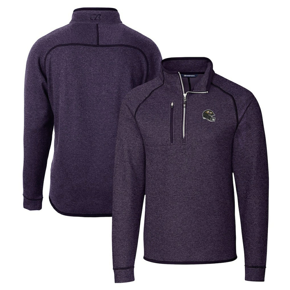 Baltimore Ravens Cutter & Buck Helmet Mainsail Sweater-Knit Half-Zip Pullover Jacket