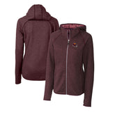 Washington Commanders Cutter & Buck Women's Helmet Logo Mainsail Sweater-Knit Full-Zip Hoodie