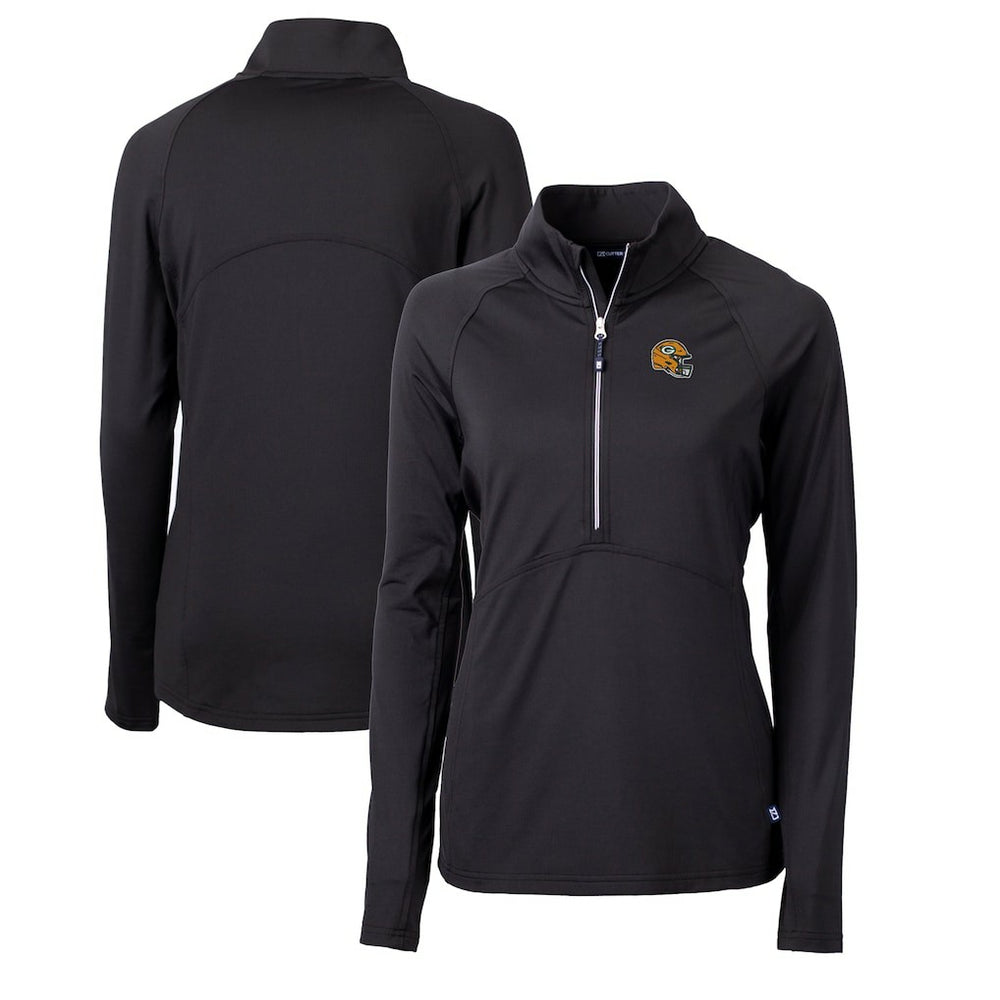 Green Bay Packers Cutter & Buck Women's Helmet Logo Adapt Eco Knit Stretch Recycled Half-Zip Pullover Top