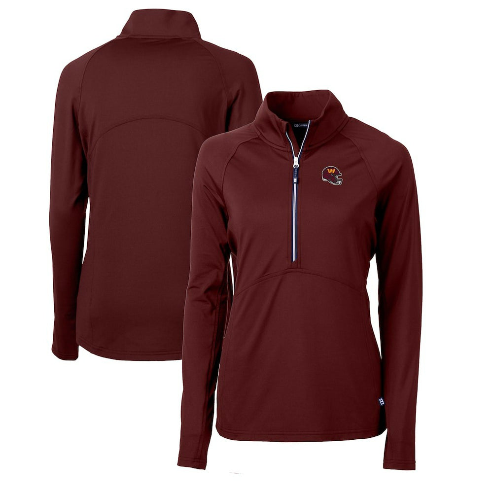 Washington Commanders Cutter & Buck Women's Helmet Logo Adapt Eco Knit Stretch Recycled Half-Zip Pullover Top