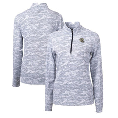 New Orleans Saints Cutter & Buck Women's Helmet Logo Traverse Camo Print Stretch Quarter-Zip Pullover Top
