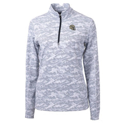 New Orleans Saints Cutter & Buck Women's Helmet Logo Traverse Camo Print Stretch Quarter-Zip Pullover Top