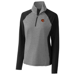 Cincinnati Bengals Cutter & Buck Women's Helmet Logo DryTec Forge Tonal Stripe Stretch Half-Zip Top