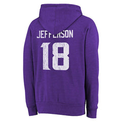 Minnesota Vikings Justin Jefferson Majestic Threads Name & Number Tri-Blend Pullover Hoodie