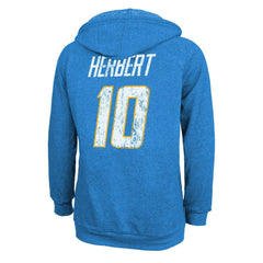 Los Angeles Chargers Justin Herbert Majestic Threads Women's Name & Number Tri-Blend Pullover Hoodie