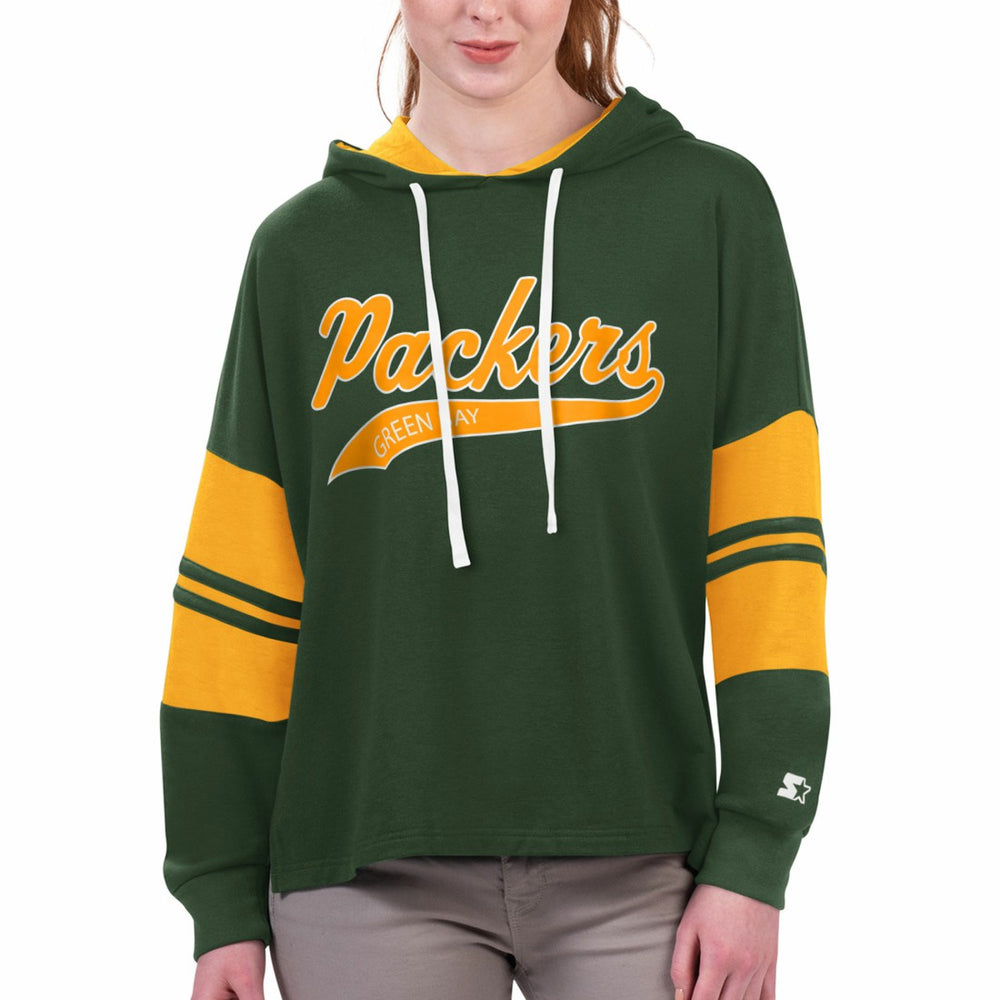 Green Bay Packers Starter Women's Bump And Run Long Sleeve Hoodie T-Shirt