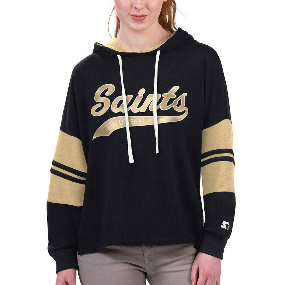 New Orleans Saints Starter Women's Bump And Run Long Sleeve Hoodie T-Shirt