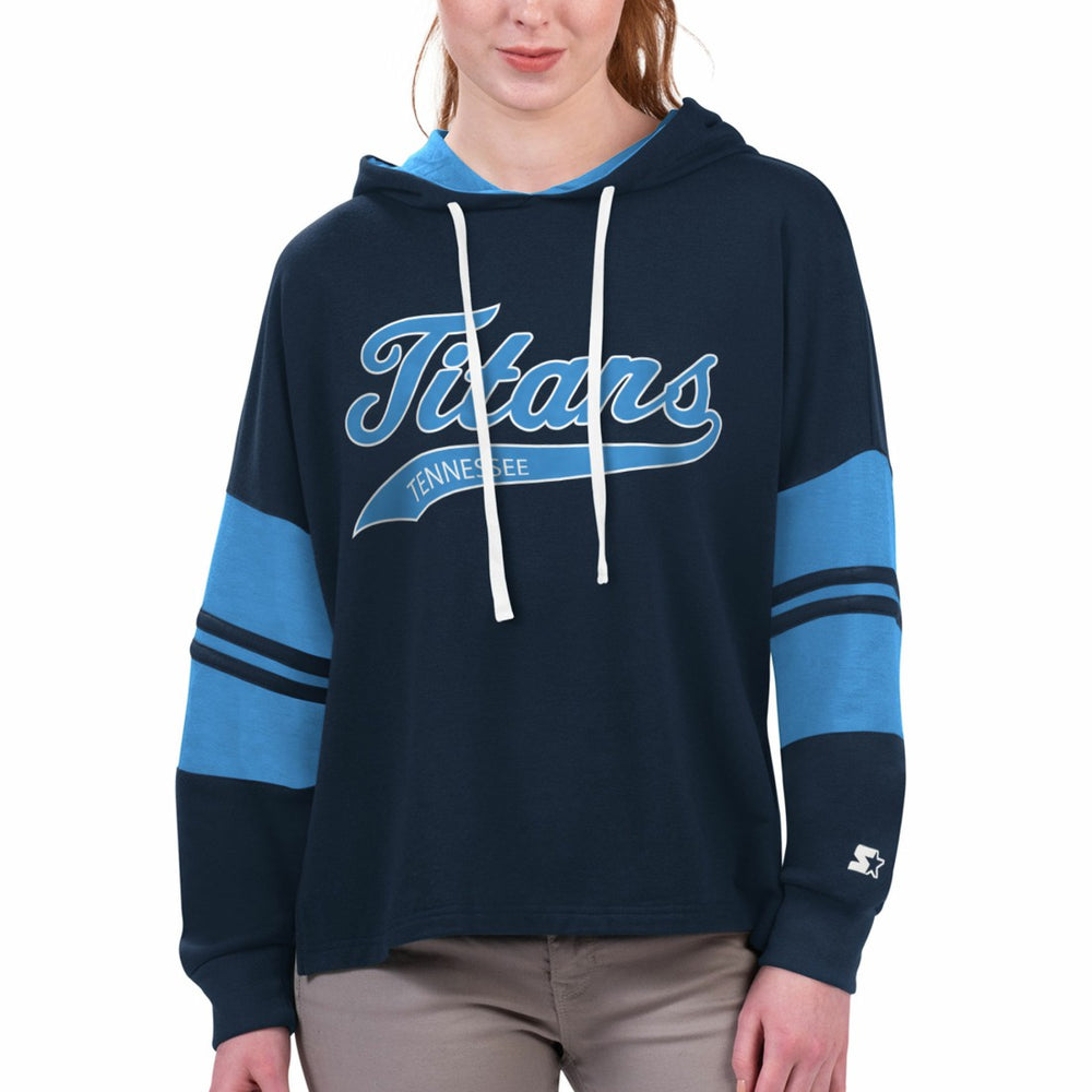 Tennessee Titans Starter Women's Bump And Run Long Sleeve Hoodie T-Shirt