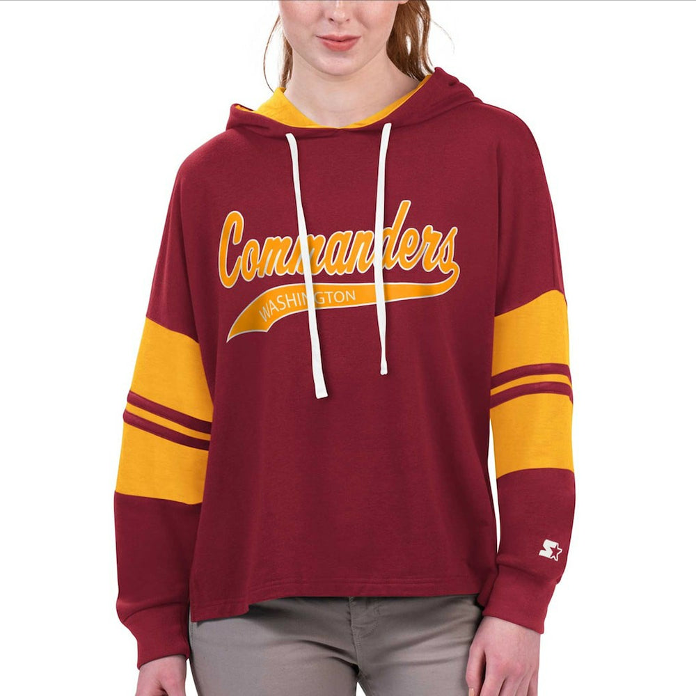 Washington Commanders Starter Women's Bump And Run Long Sleeve Hoodie T-Shirt