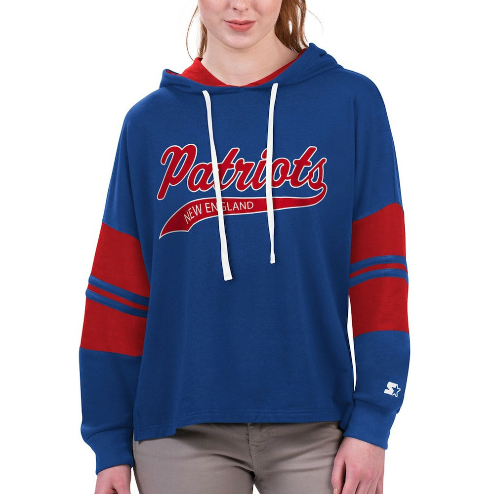 New England Patriots Starter Women's Bump And Run Long Sleeve Hoodie T-Shirt