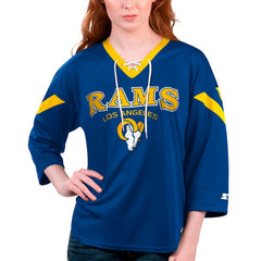 Los Angeles Rams Starter Women's Rally Lace-Up 3/4 Sleeve T-Shirt