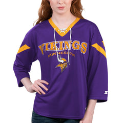 Minnesota Vikings Starter Women's Rally Lace-Up 3/4 Sleeve T-Shirt
