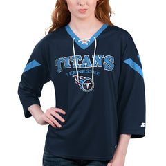 Tennessee Titans Starter Women's Rally Lace-Up 3/4 Sleeve T-Shirt