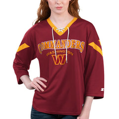 Washington Commanders Starter Women's Rally Lace-Up 3/4 Sleeve T-Shirt