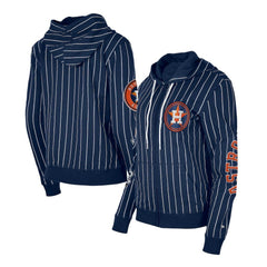 Houston Astros New Era Women's Pinstripe Tri-Blend Full-Zip Hoodie Jacket | MLB Outlet