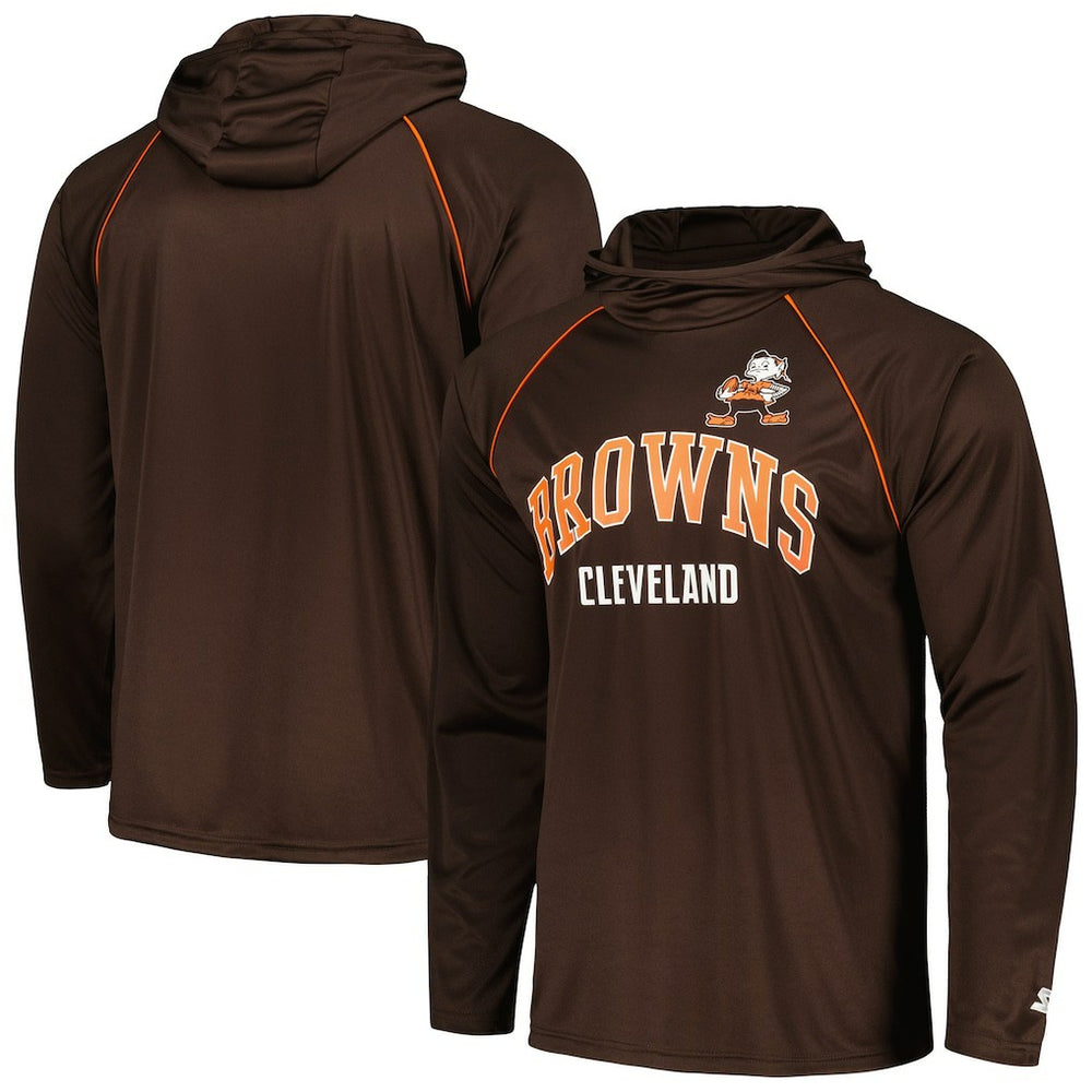 Cleveland Browns Starter Gridiron Classics Throwback Raglan Long Sleeve Hooded T-Shirt