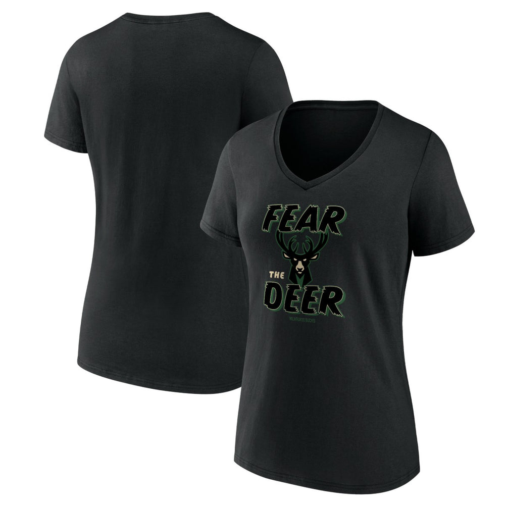 Milwaukee Bucks Women's Hometown Collection Fear The Deer V-Neck T-Shirt Discount