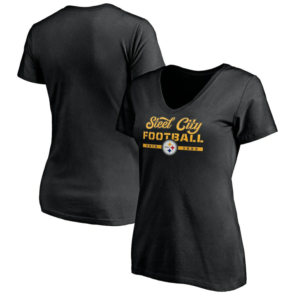Pittsburgh Steelers Women's Hometown Collection Steel City V-Neck T-Shirt
