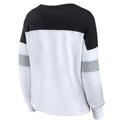 Las Vegas Raiders Fanatics Women's Plus Size Even Match Lace-Up Long Sleeve V-Neck Top