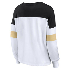 New Orleans Saints Fanatics Women's Plus Size Even Match Lace-Up Long Sleeve V-Neck Top