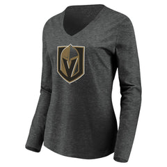 Vegas Golden Knights Women's Primary Logo V-Neck Long Sleeve T-Shirt Discount