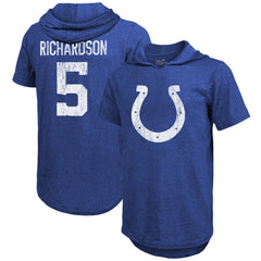 Indianapolis Colts Anthony Richardson Majestic Threads Player Name & Number Tri-Blend Slim Fit Hoodie T-Shirt
