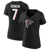 Atlanta Falcons Fanatics Bijan Robinson Women's Icon Name & Number V-Neck T-Shirt