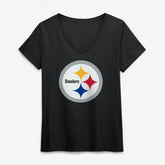 Pittsburgh Steelers Logo Athletic Women's Primary Logo V-Neck T-Shirt