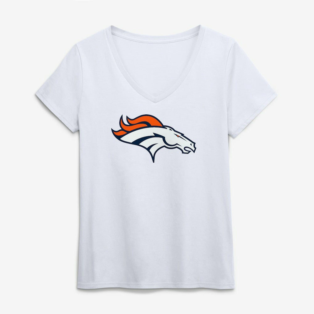 Denver Broncos Logo Athletic Women's Primary Logo V-Neck T-Shirt