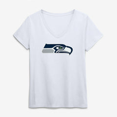 Seattle Seahawks Logo Athletic Women's Primary Logo V-Neck T-Shirt
