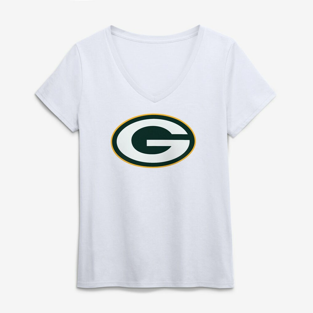 Green Bay Packers Logo Athletic Women's Primary Logo V-Neck T-Shirt