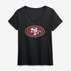 San Francisco 49ers Logo Athletic Women's Primary Logo V-Neck T-Shirt