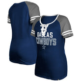 Dallas Cowboys New Era Women's Raglan Lace-Up T-Shirt