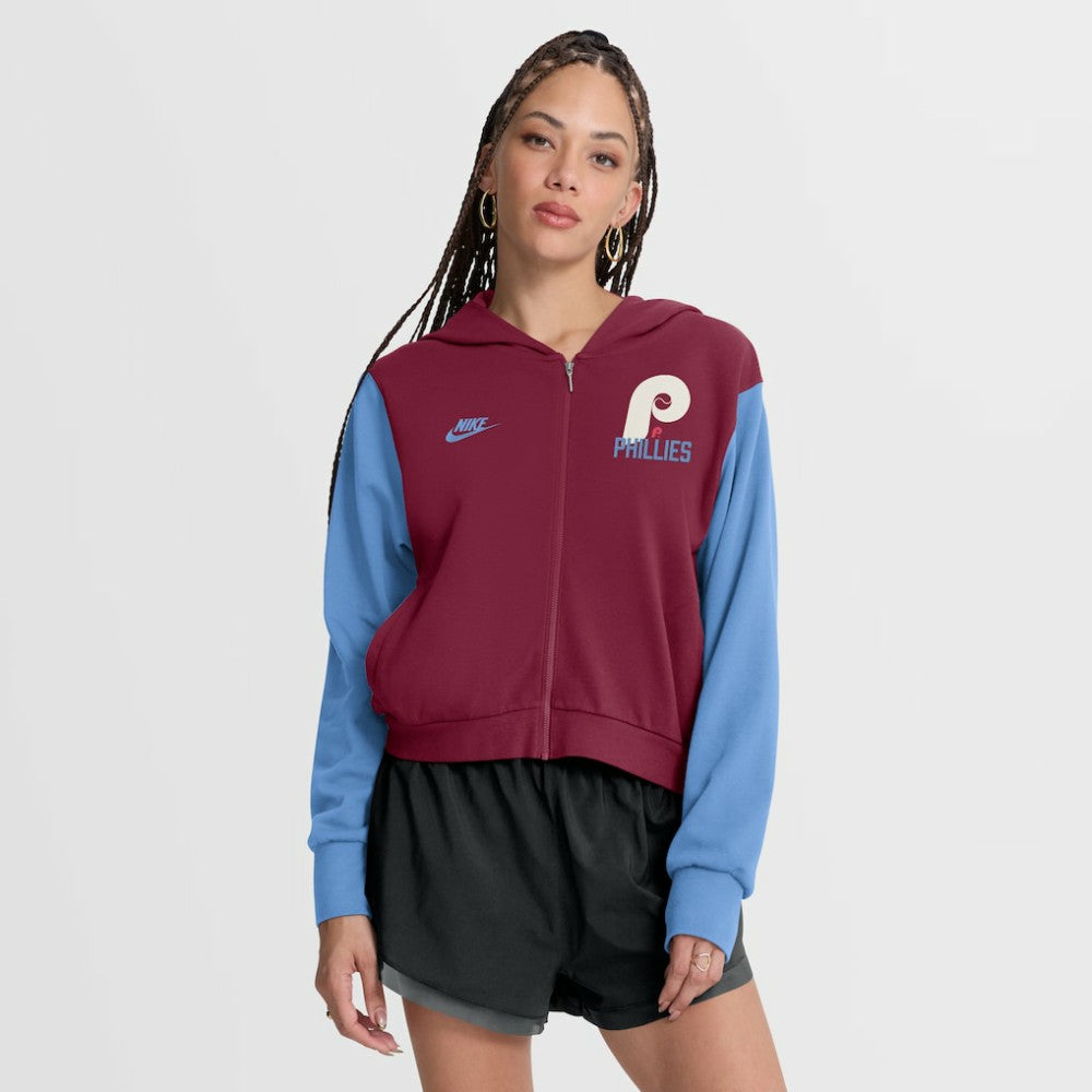 Philadelphia Phillies Nike Women's Cooperstown Collection Cropped Full-Zip Hoodie | MLB Outlet